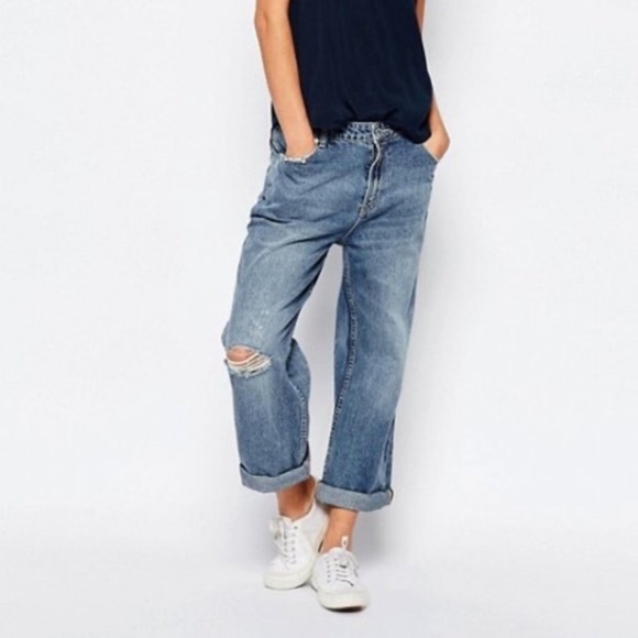 Rollas Classic Loose Fit Ripped Boyfriend Jeans - Picture 1 of 13
